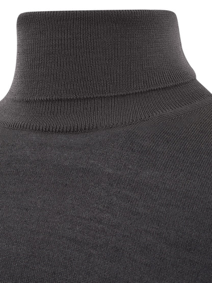 Sleek Anthracite Grey Wool Turtleneck Sweater