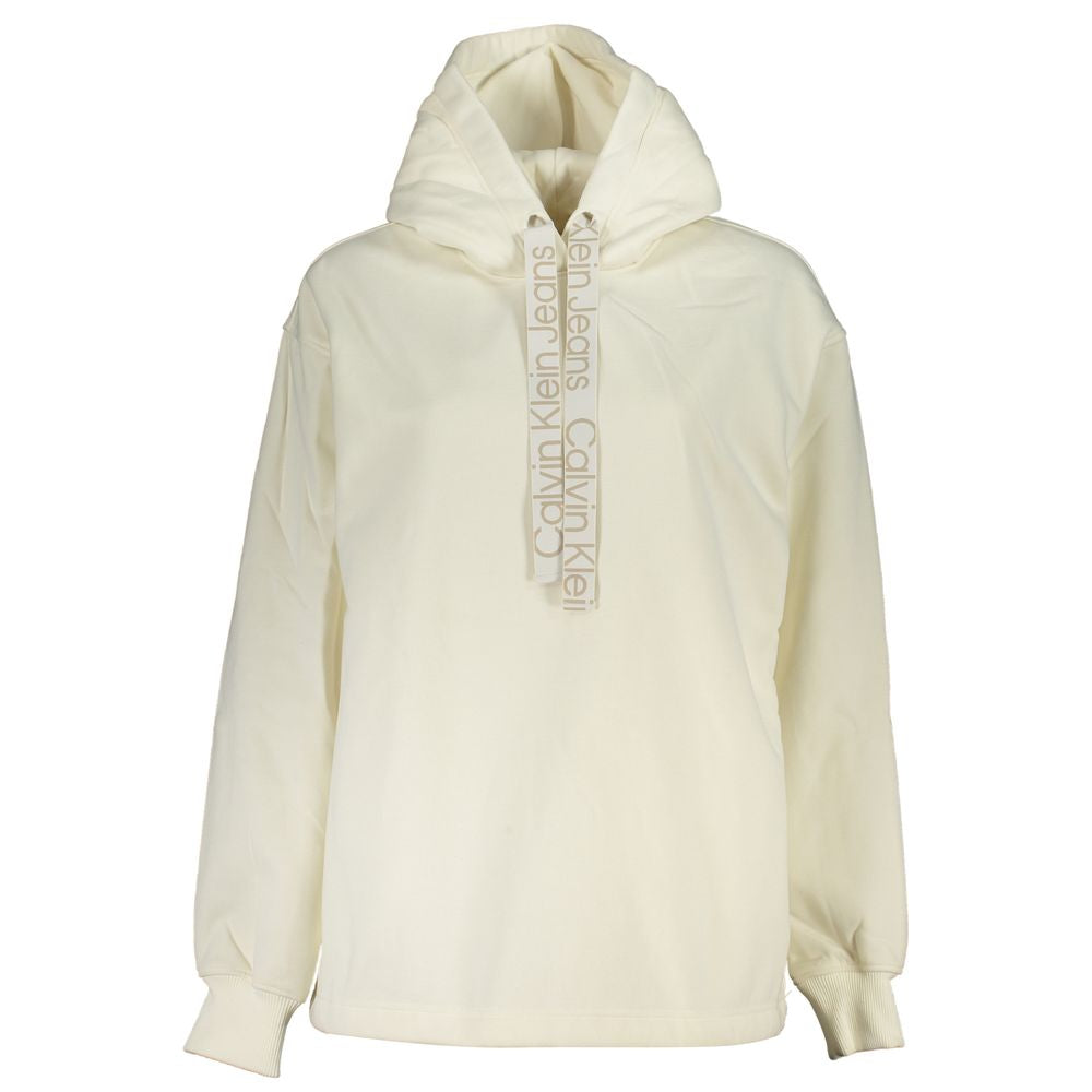 Chic White Hooded Fleece Sweatshirt