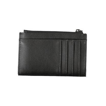 Sleek Black Zip Wallet with Contrast Detailing