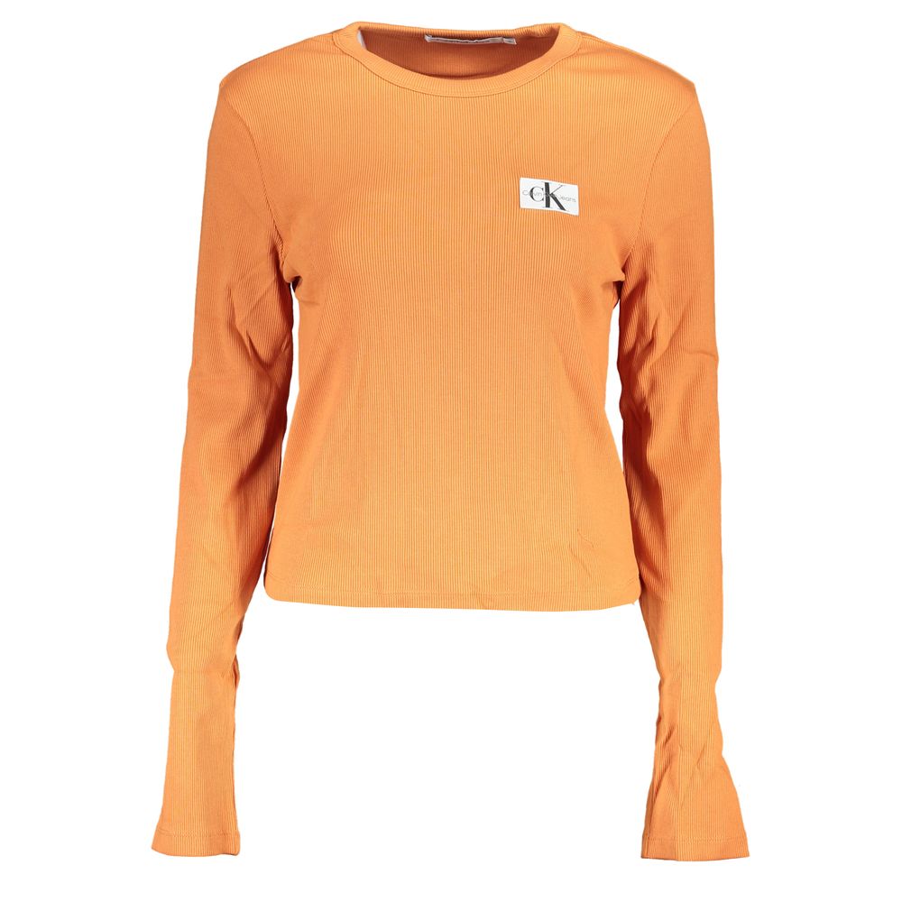 Elegant Wide Neck Orange Top with Logo Detail