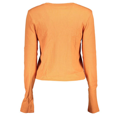 Elegant Wide Neck Orange Top with Logo Detail