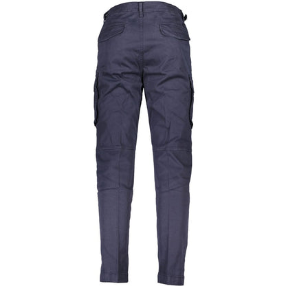 Chic Blue Cotton Blend Trousers with Logo Detail