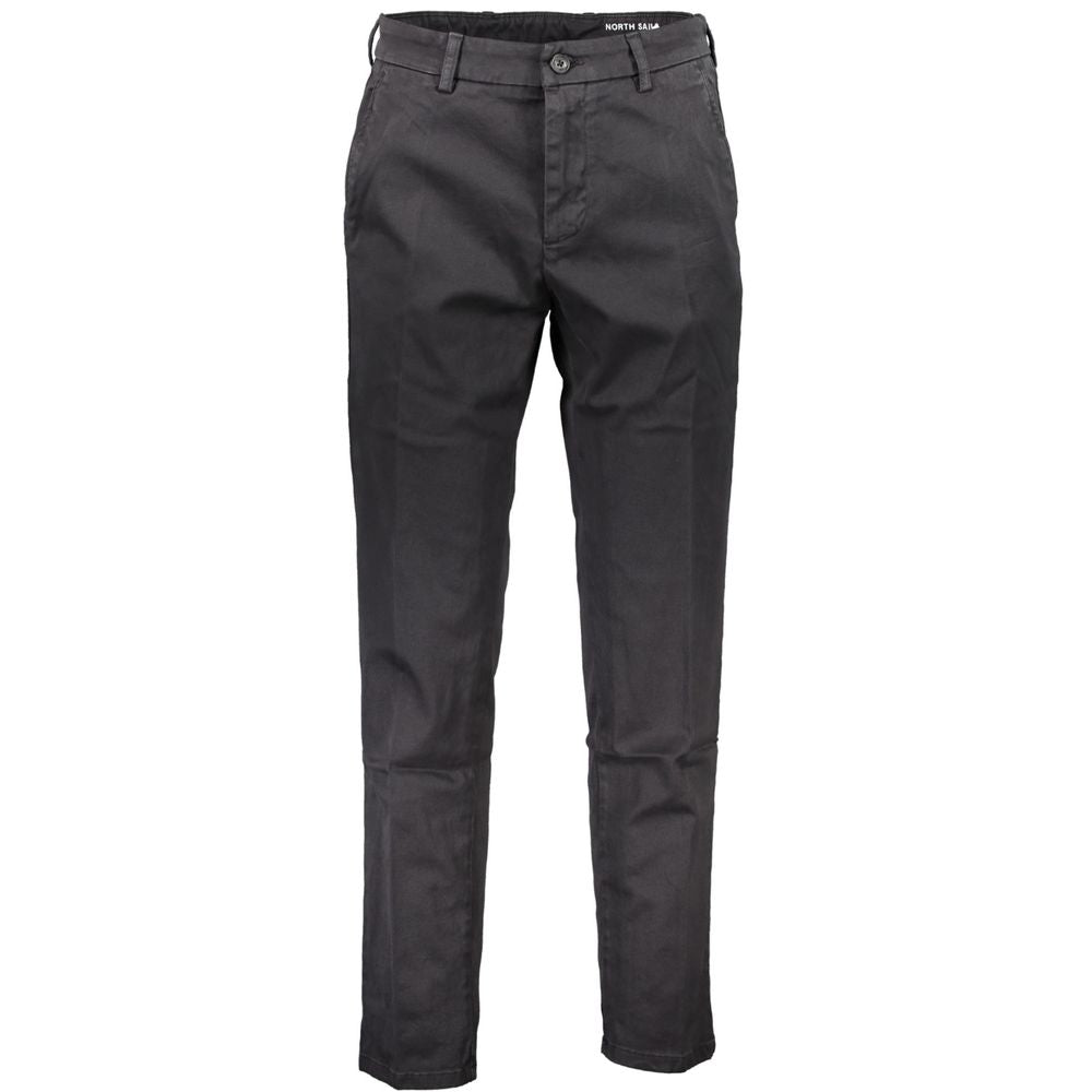 Sleek Slim-Fit Black Trousers with Chic Detailing