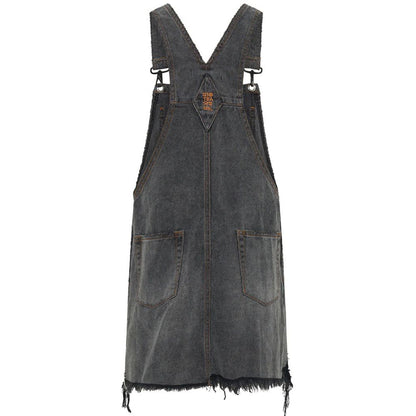 Chic Denim Shoulder Pad Dress