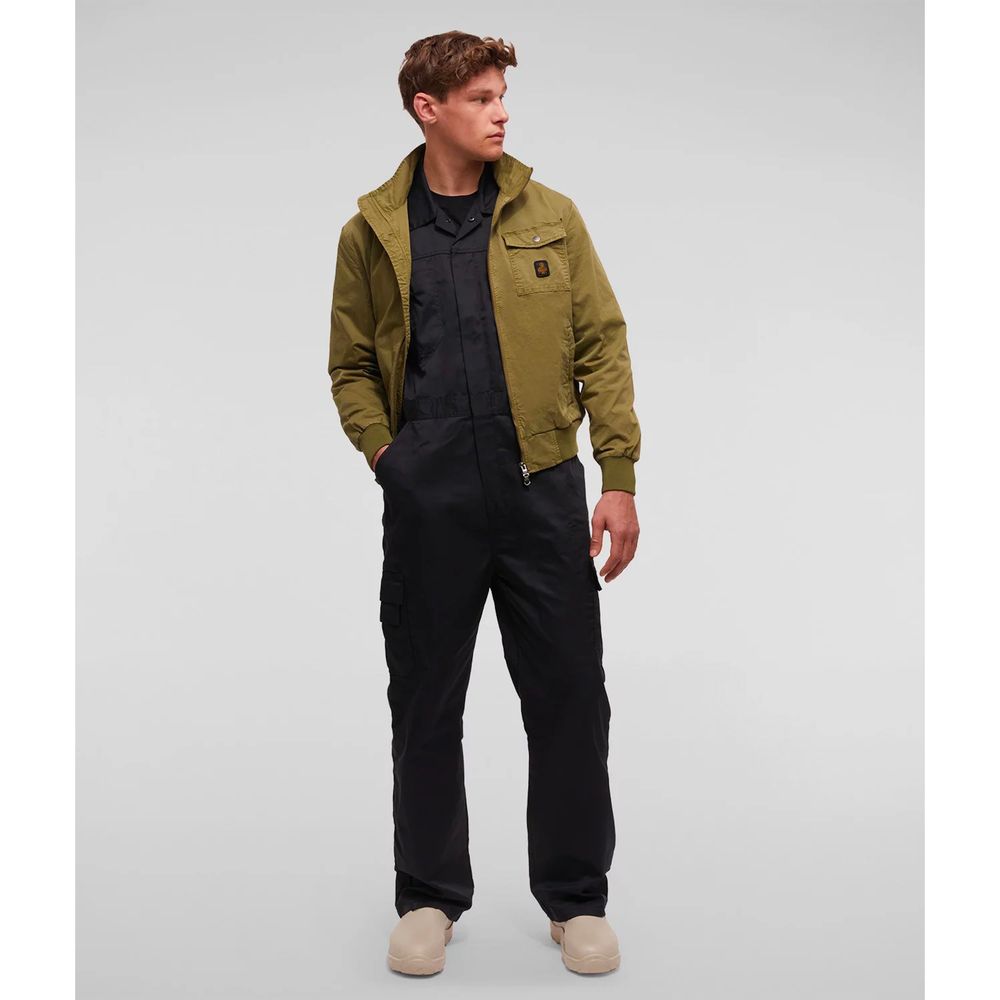 Elegant Green Cotton Bomber Jacket for Men