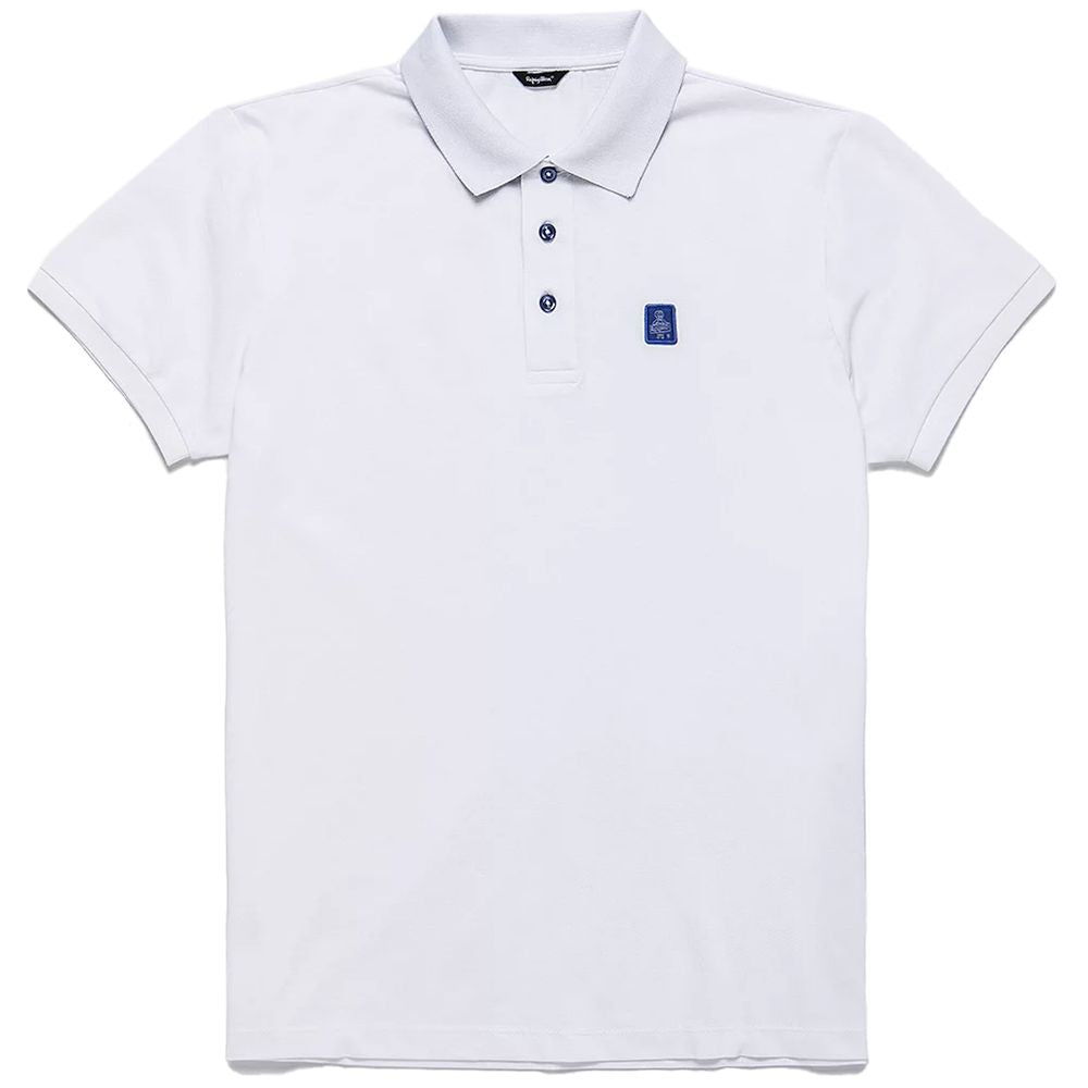 Elegant White Cotton Pique Men's Polo