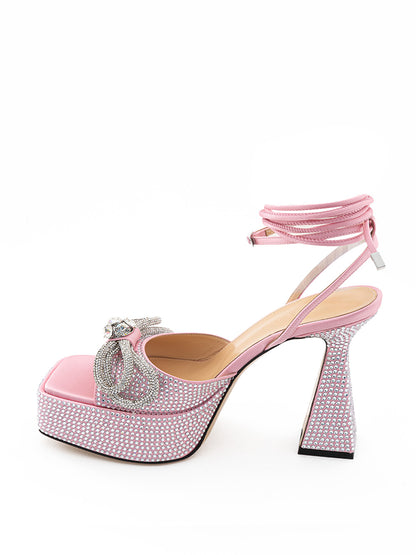 Enchanting Pink Crystal Bow Sandals