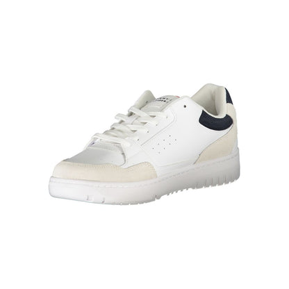 Elegant White Lace-Up Sneakers with Contrast Detail