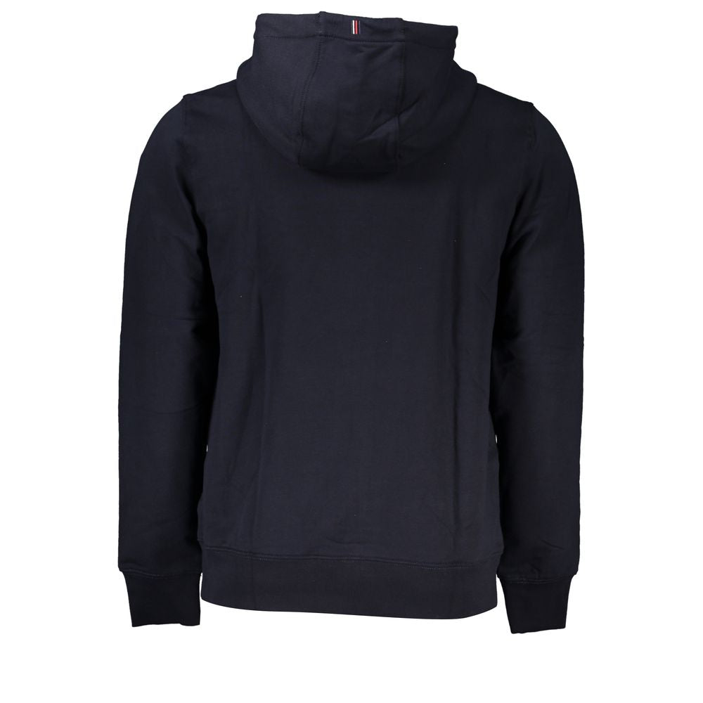 Chic Blue Hooded Zip Sweatshirt with Logo Embroidery