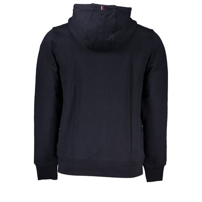 Chic Blue Hooded Zip Sweatshirt with Logo Embroidery