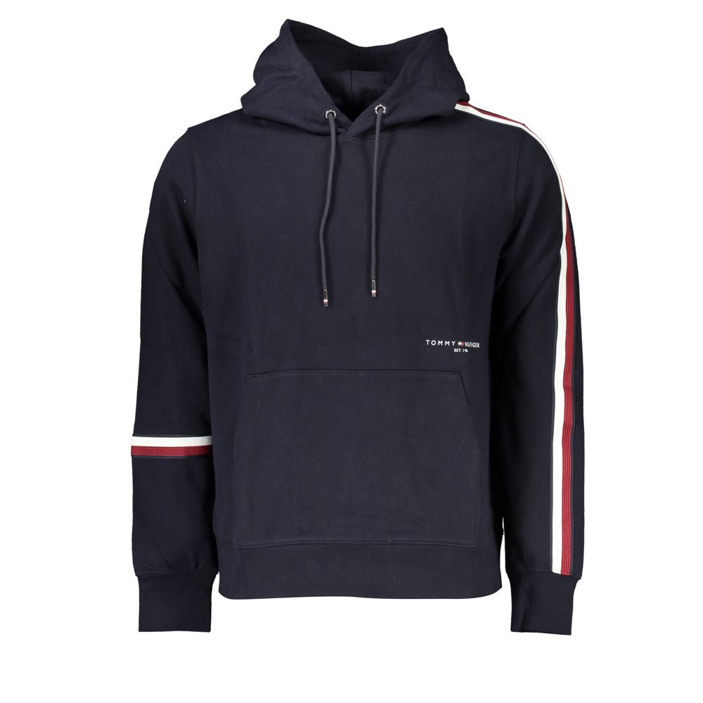 Elevated Blue Cotton Hoodie with Contrast Detailing