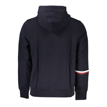 Elevated Blue Cotton Hoodie with Contrast Detailing