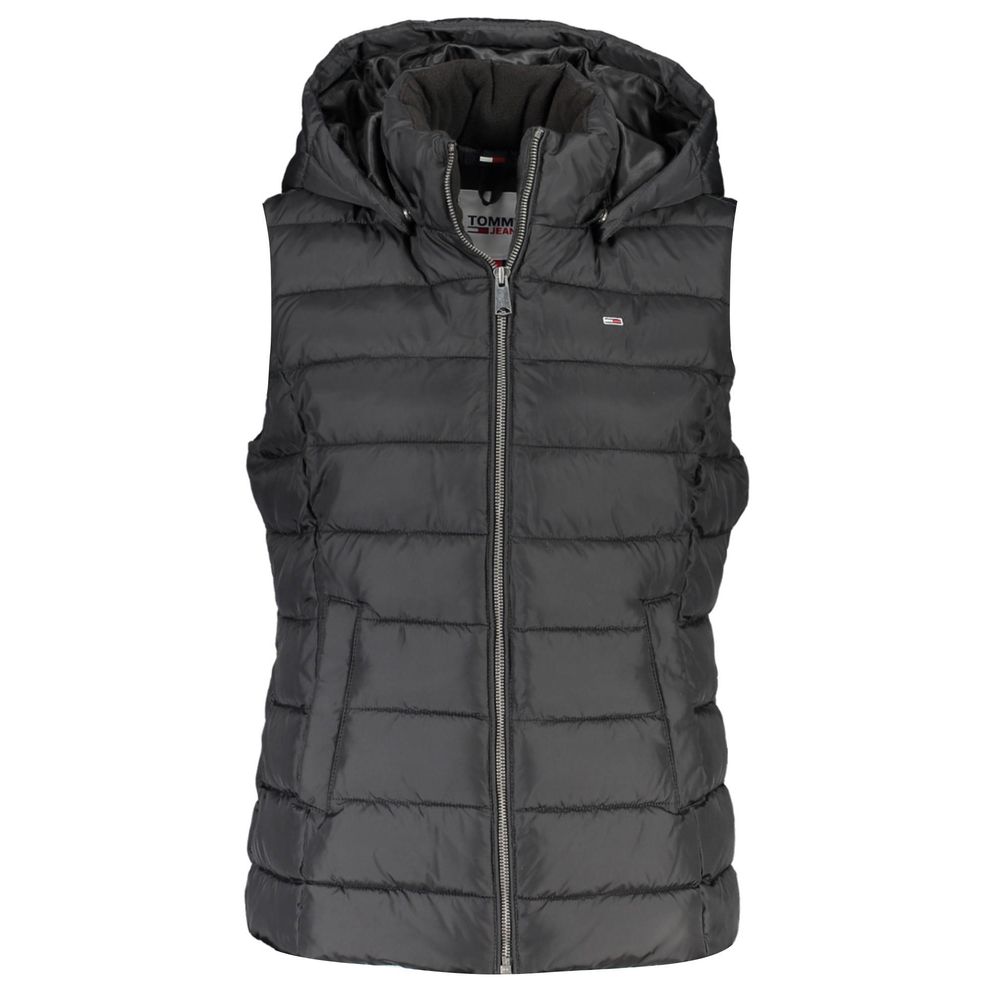 Elevated Sleeveless Hooded Jacket in Black