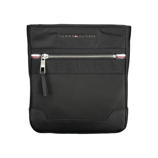 Sleek Black Shoulder Bag with Contrasting Details