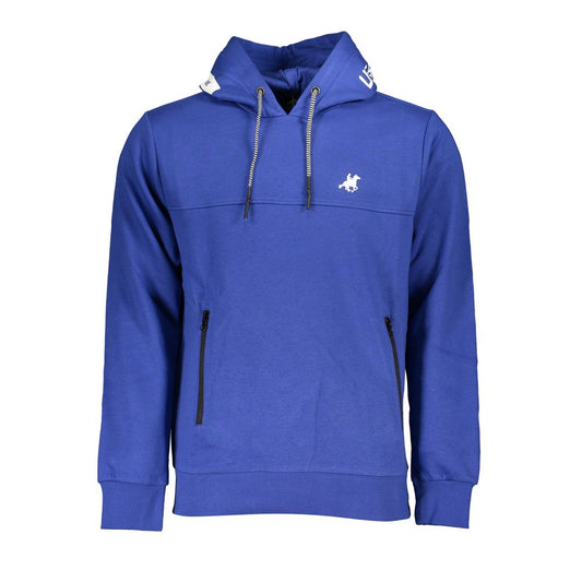 Chic Blue Hooded Fleece Sweatshirt with Logo Detail