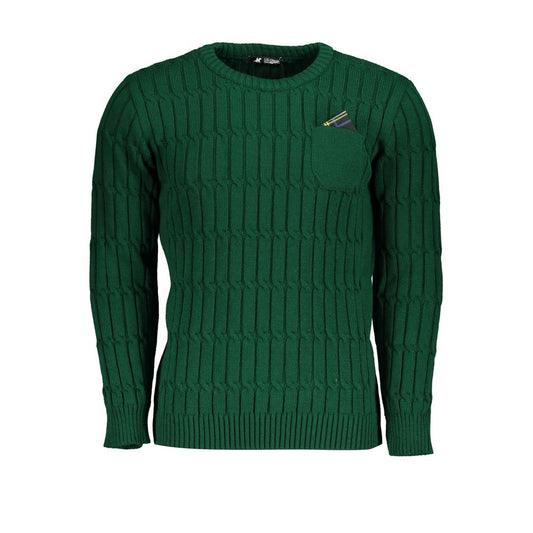 Elegant Crew Neck Twisted Green Sweater