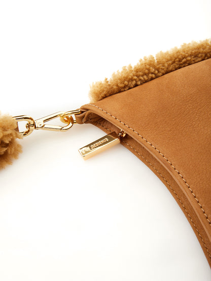 Chic Light Brown Leather Statement Shoulder Bag