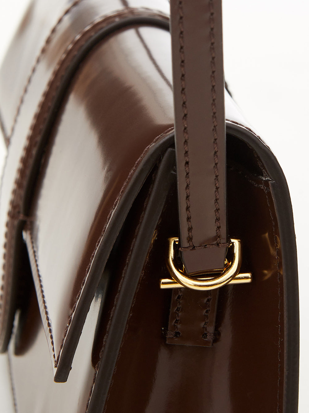 Elegant Brown Patent Leather Shoulder Bag