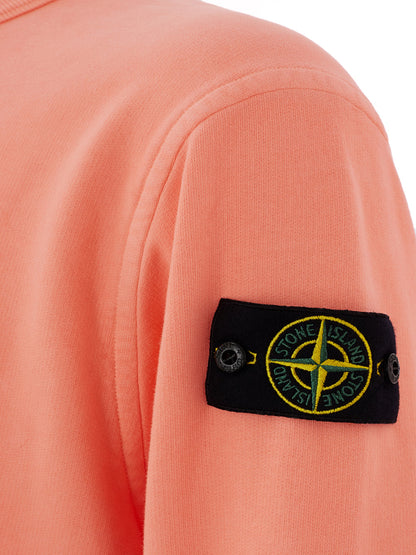 Chic Peach Cotton Sweatshirt with Iconic Patch