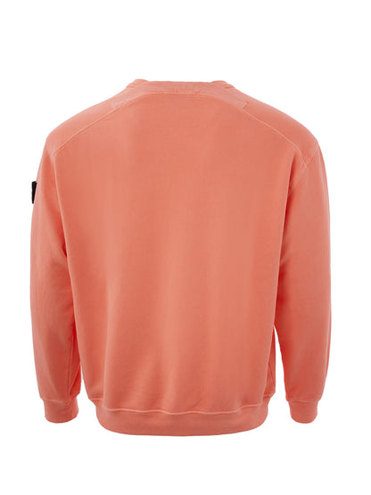 Chic Peach Cotton Sweatshirt with Iconic Patch