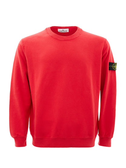 Chic Red Cotton Sweatshirt with Classic Patch Logo