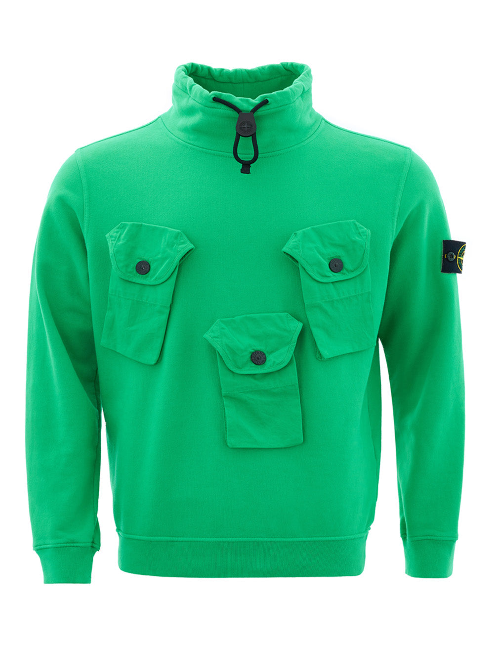 Elegant Green Cotton Jumper with Iconic Patch