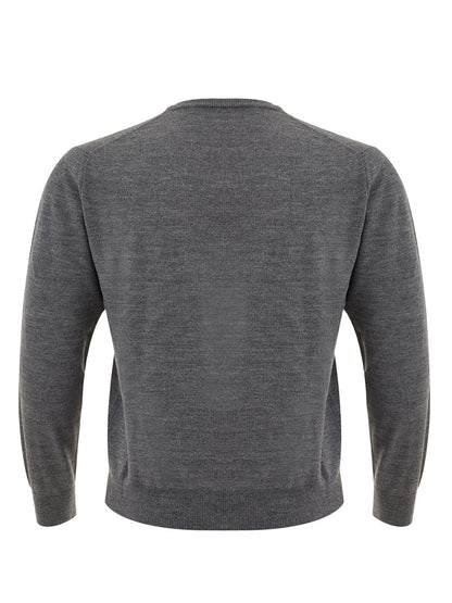 Classic Grey Wool Jumper - Elegant Men's Staple