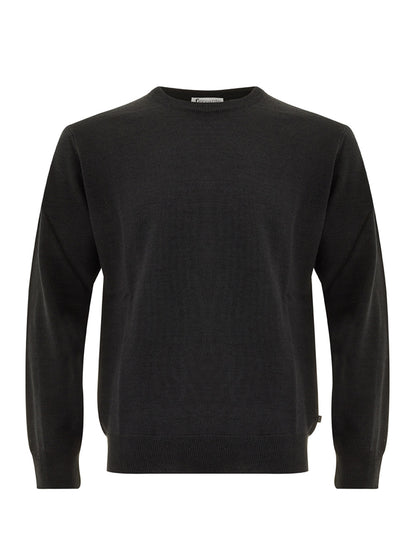 Elegant Dark Grey Wool Jumper – Classic Regular Fit