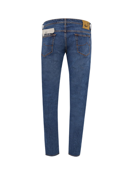 Stylish Blue Denim Jeans with Unique Pocket Detail