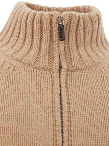 Elegant Beige Woolen Turtleneck Sweater