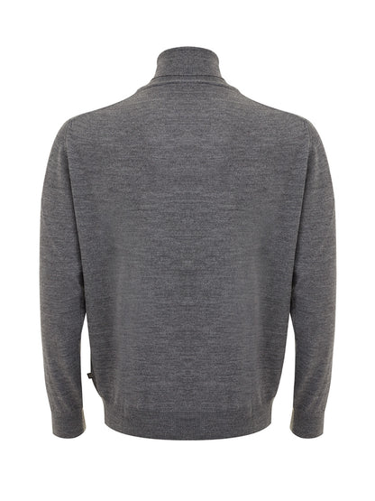 Elegant Grey Wool Turtleneck Sweater