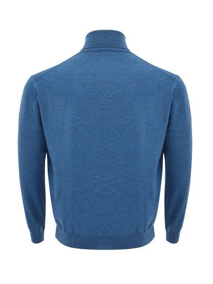 Elegant Light Blue Turtleneck Wool Jumper