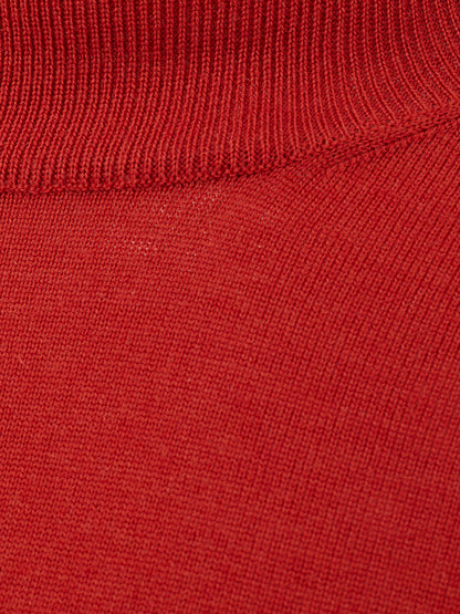 Exquisite Red Turtleneck Wool Jumper