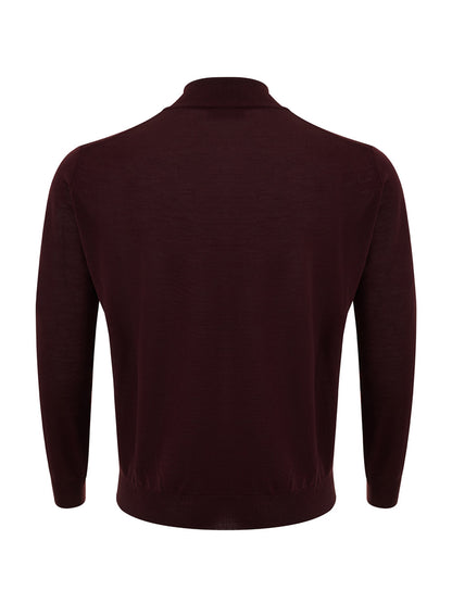 Elegant Red Purple Wool Turtleneck Jumper