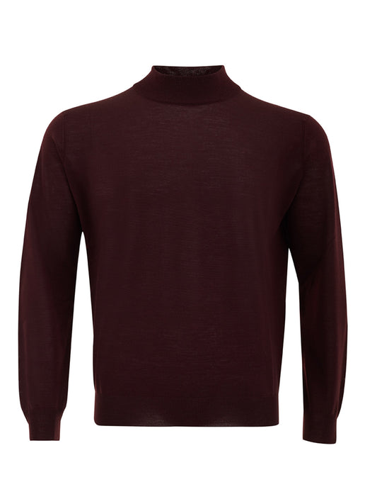 Elegant Red Purple Wool Turtleneck Jumper