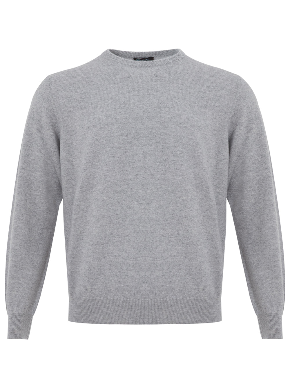 Elegant Grey Round Neck Cashmere Sweater