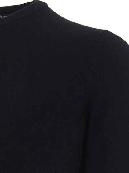 Elegant Black Round Neck Cashmere Sweater