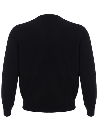 Elegant Black Round Neck Cashmere Sweater