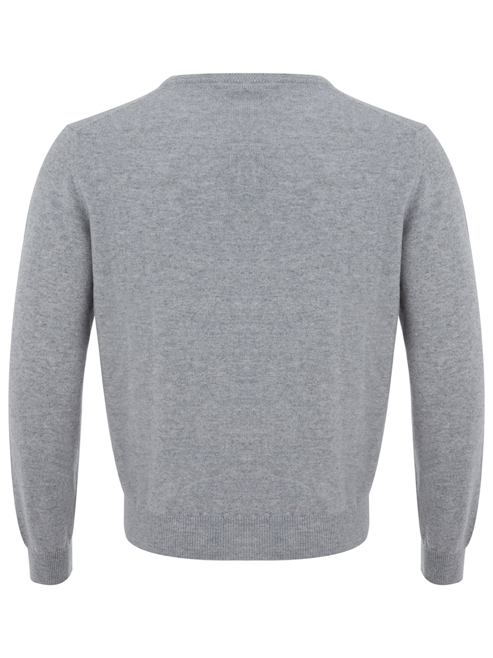 Elegant Grey Cashmere V-Neck Sweater