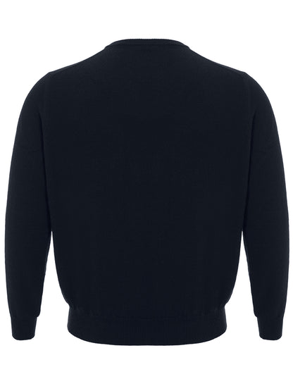 Elegant Navy Round Neck Cashmere Sweater