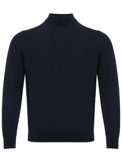 Elegant Navy Cashmere Silk Blend Sweater