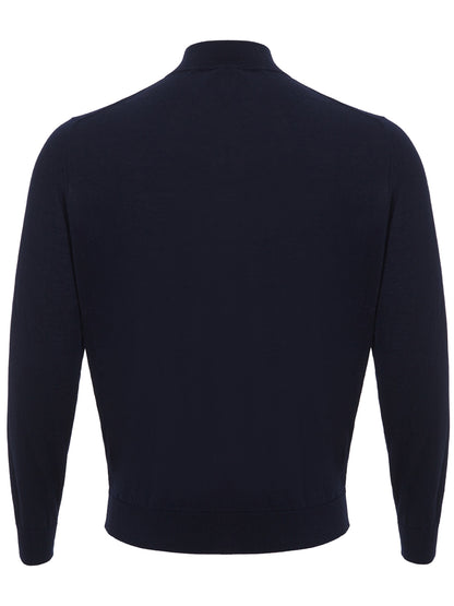 Elegant Navy Cashmere Silk Blend Sweater