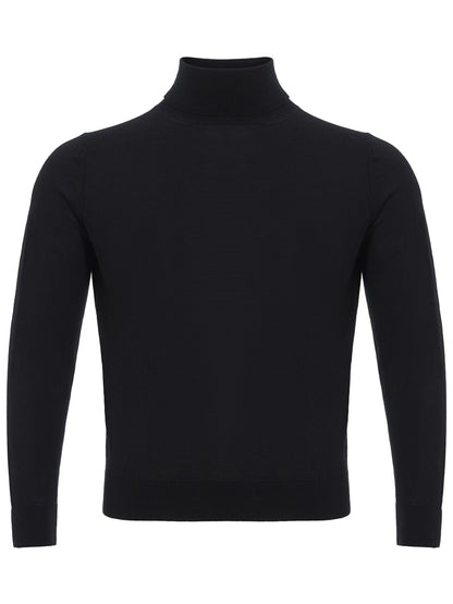 Elegant Black Cashmere Silk Blend Sweater