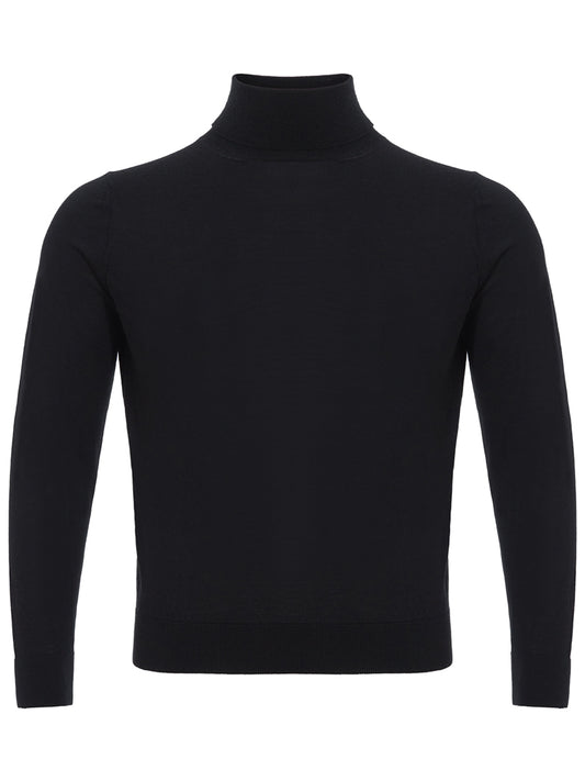 Elegant Black Cashmere Silk Blend Sweater