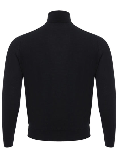 Elegant Black Cashmere Silk Blend Sweater