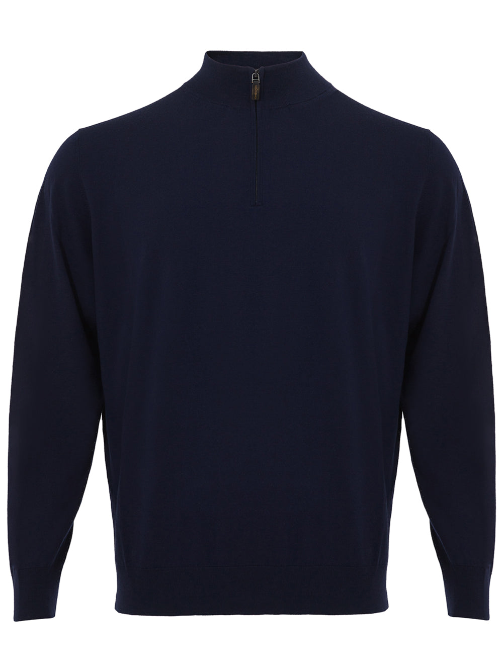 Elegant Blue Cashmere Sweater with Half Zip