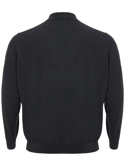 Elegant Dark Grey Cashmere Silk Sweater