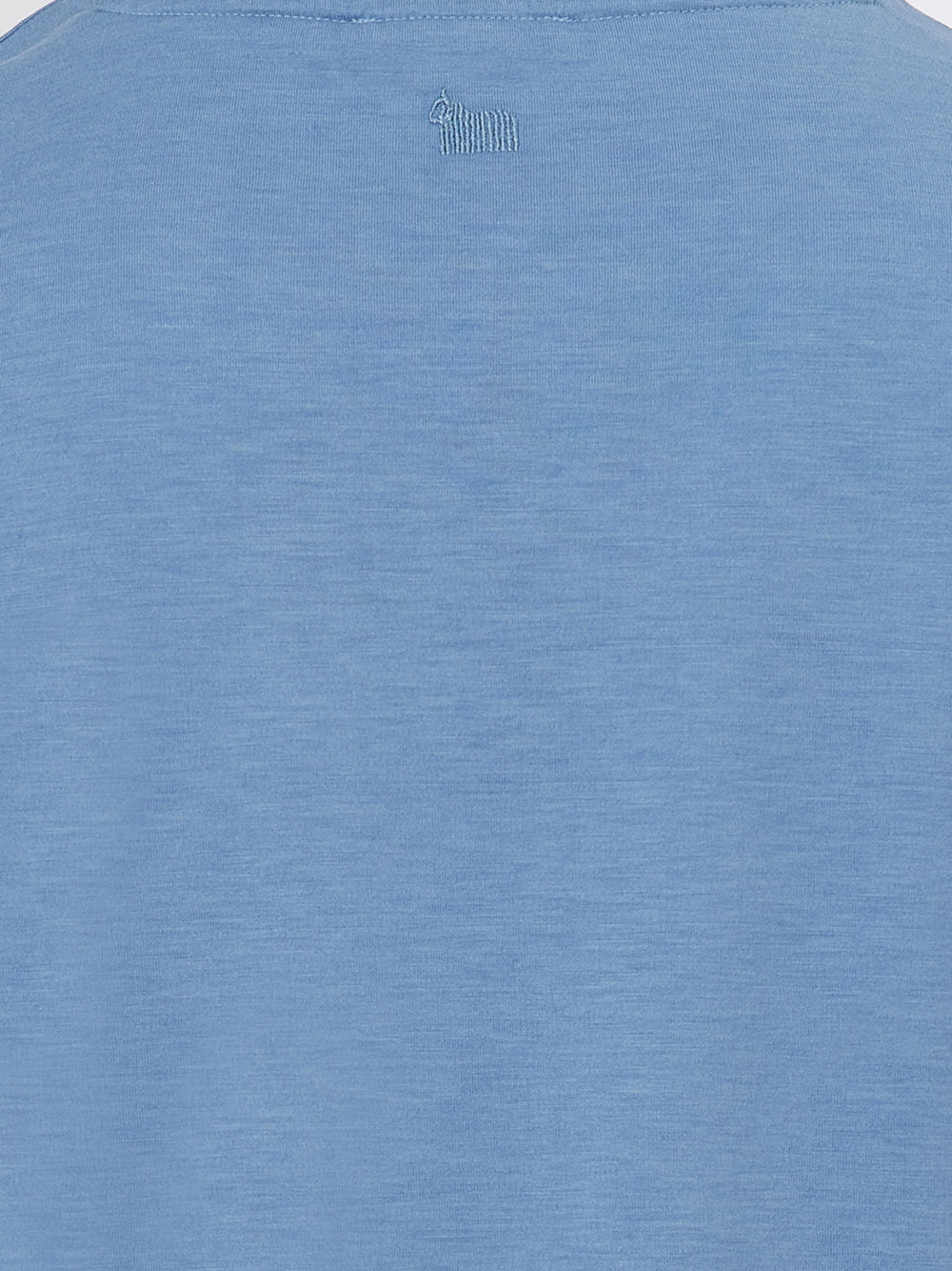 Elegant Light Blue Silk Blend T-Shirt