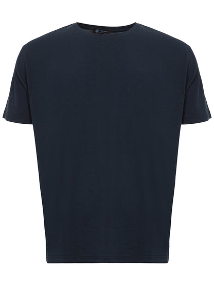 Elegant Blue Silk-Cotton Blend T-Shirt