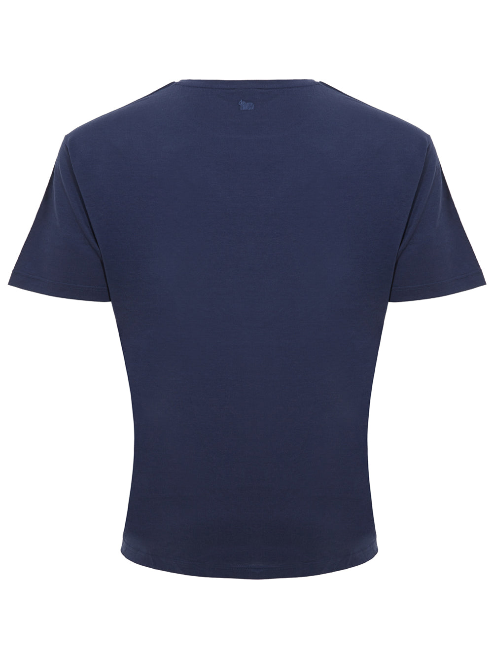 Elegant Blue Ink Cotton-Silk Blend Tee